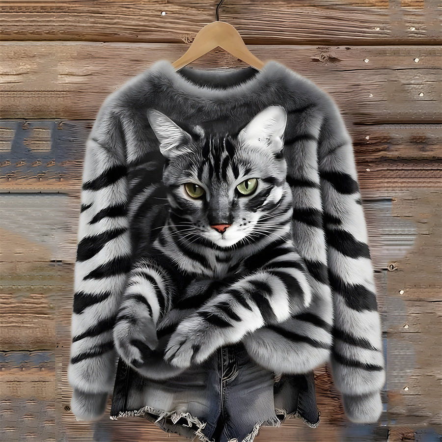 Zohara - Camisola De Pele Sintética Com Estampado De Gato