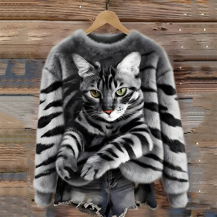 Zohara - Camisola De Pele Sintética Com Estampado De Gato
