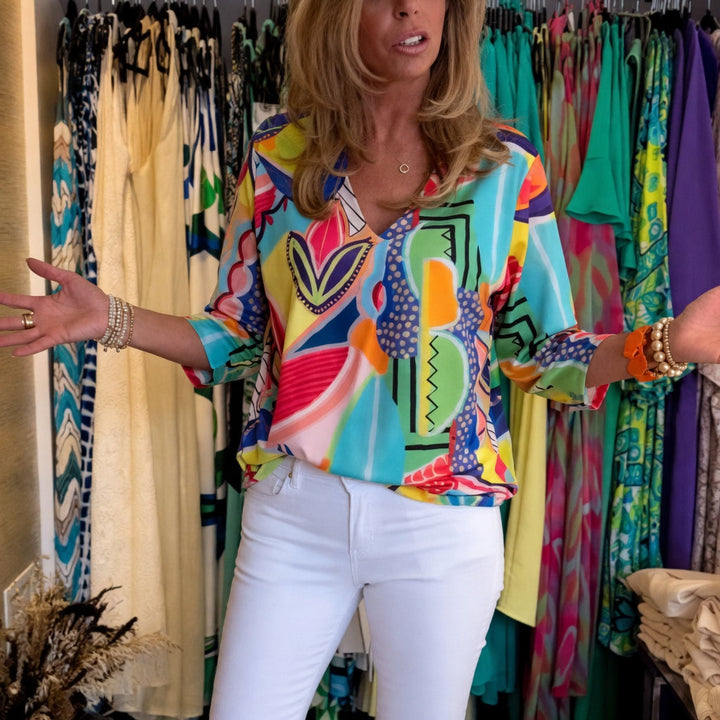 Marlain - Blusa Elegante Com Decote em V