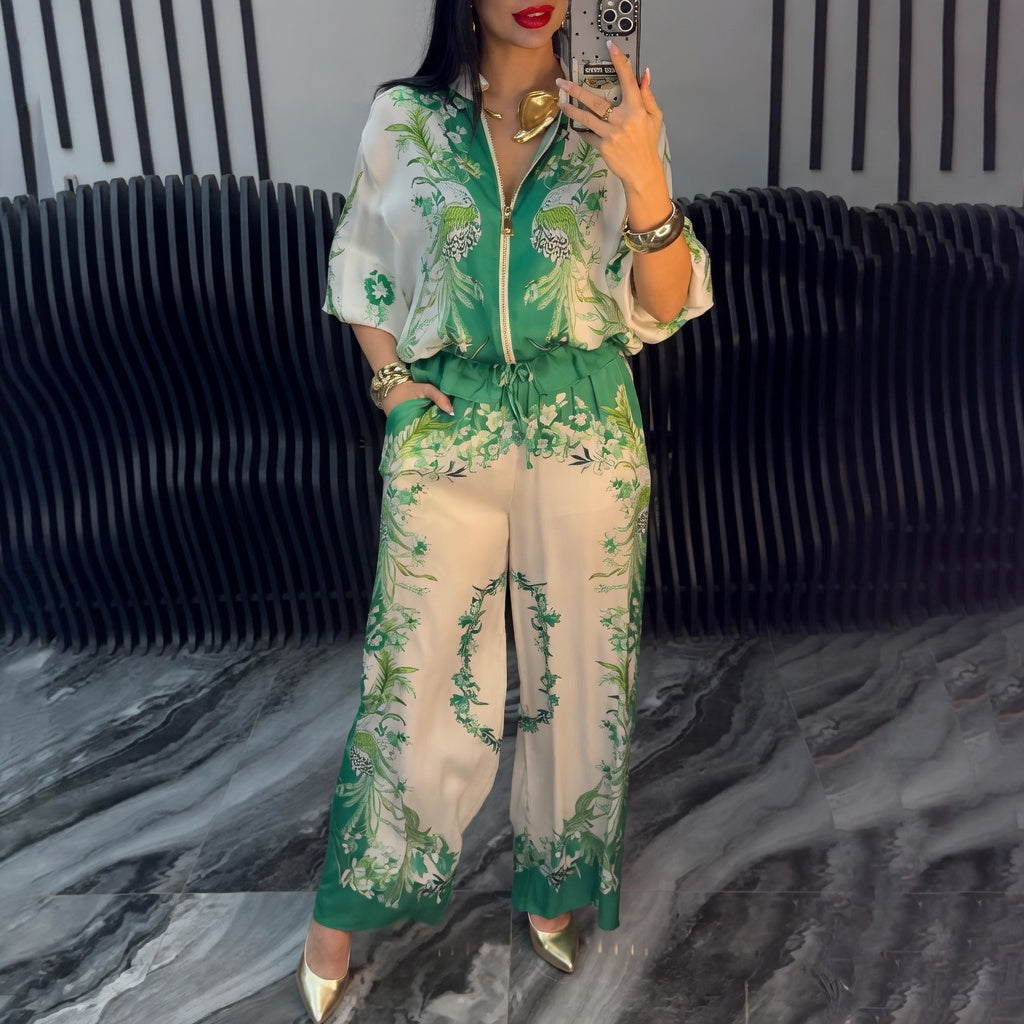 Katya - Conjunto De Duas Peças Com Elegante Padrão Floral