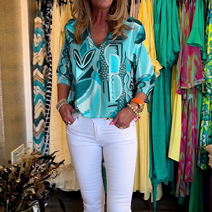 Marlain - Blusa Elegante Com Decote em V