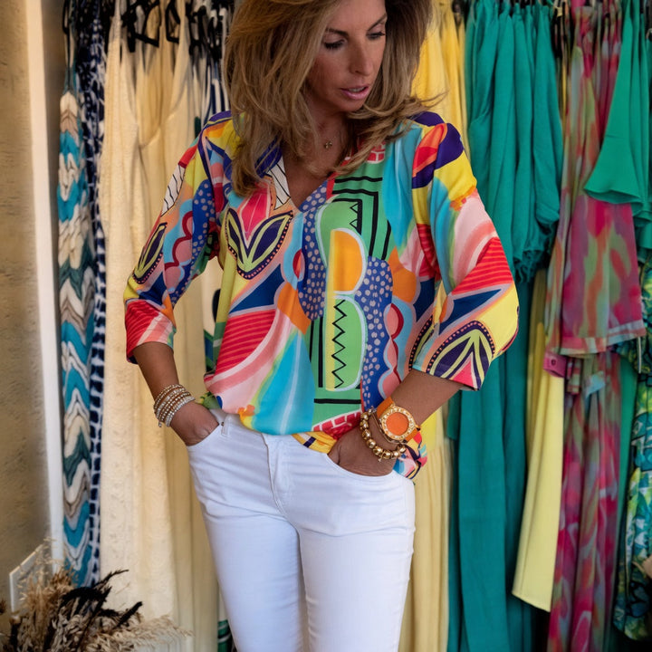 Marlain - Blusa Elegante Com Decote em V