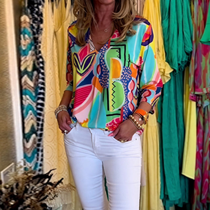 Marlain - Blusa Elegante Com Decote em V