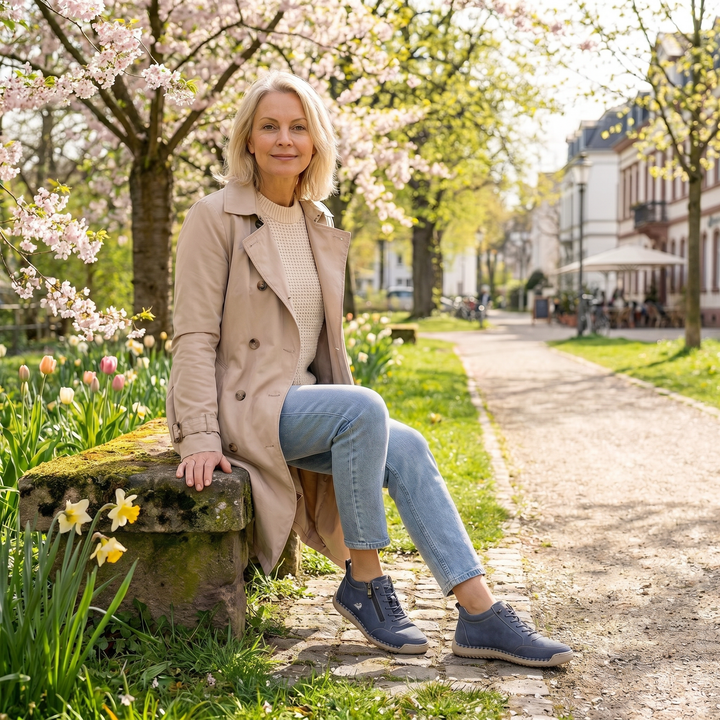 Schreiner - Ténis com Atacadores e Fecho Lateral Com Costuras Contrastantes
