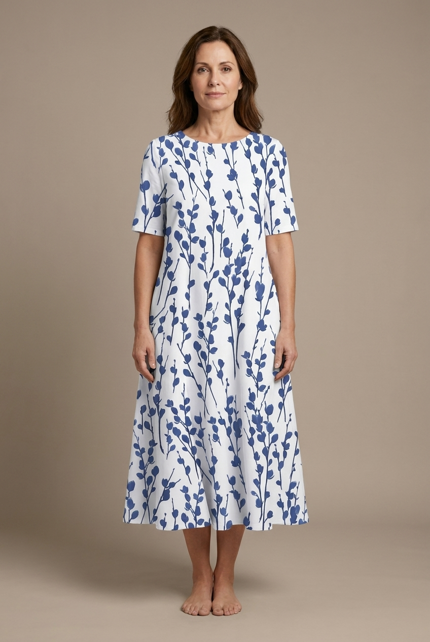 Kwanza - Vestido Midi Esvoaçante Com Estampado Floral
