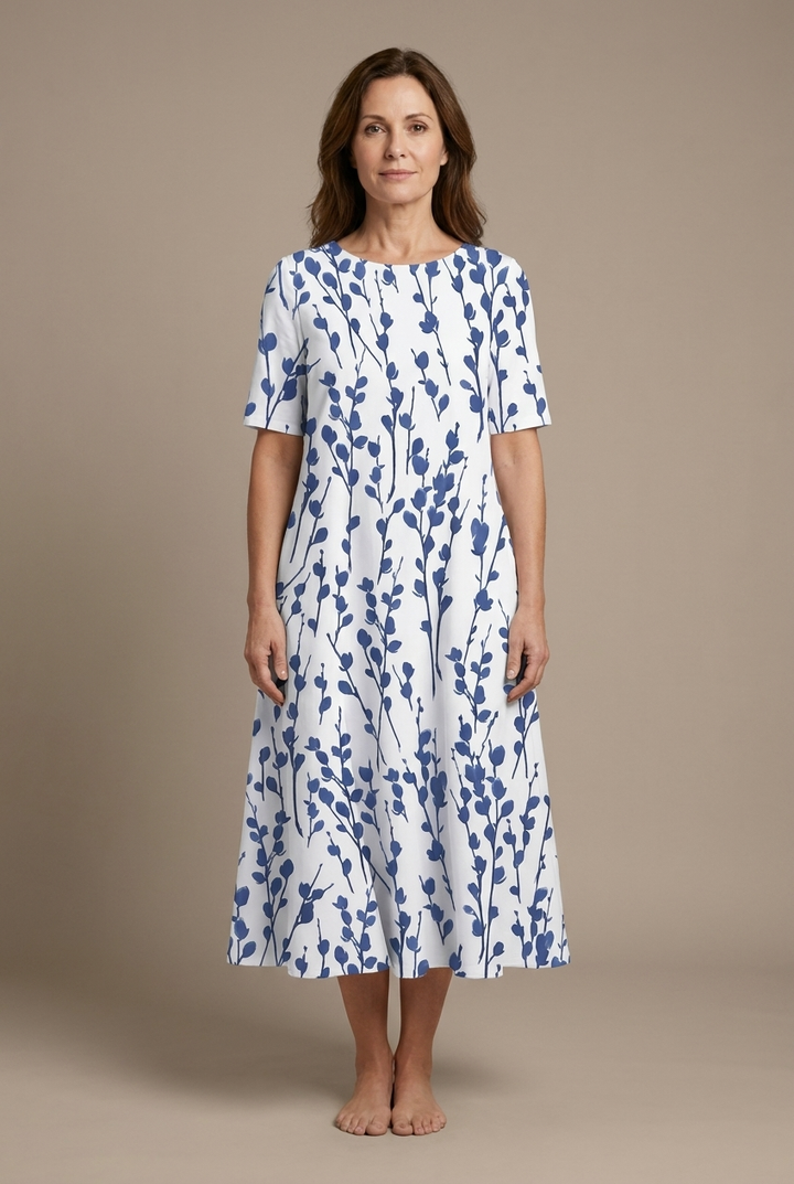 Kwanza - Vestido Midi Esvoaçante Com Estampado Floral