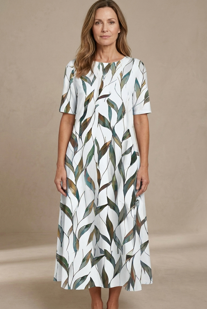 Kwanza - Vestido Midi Esvoaçante Com Estampado Floral