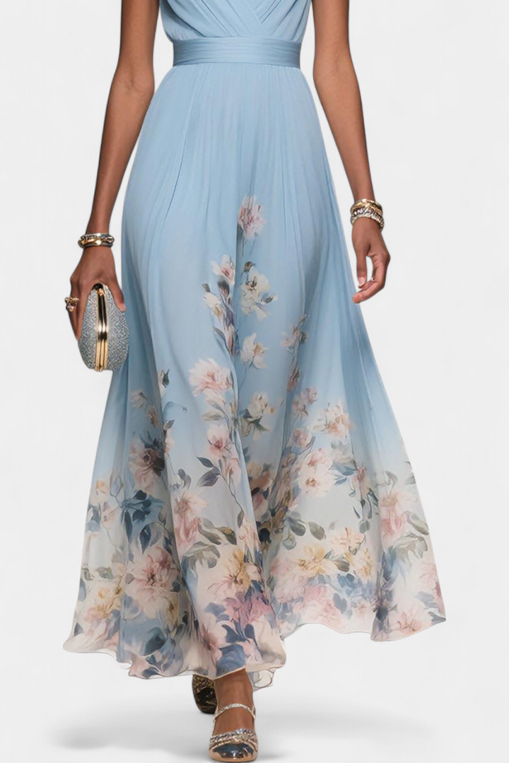 Saulina - Vestido Maxi Sem Mangas Com Padrão Floral