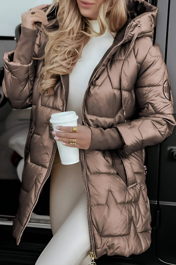 Mageina - Casaco De Inverno Elegante Com Capuz E Acolchoado