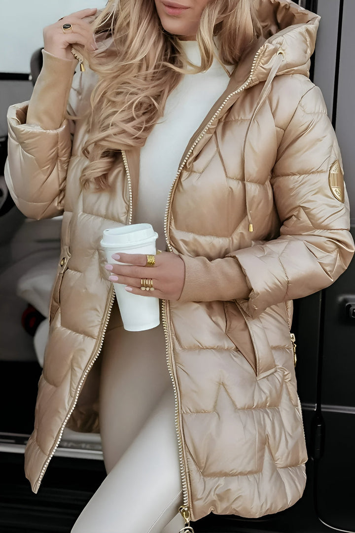 Mageina - Casaco De Inverno Elegante Com Capuz E Acolchoado