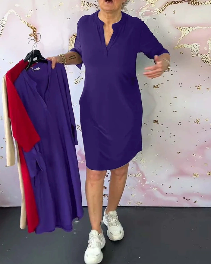 Sabela - Vestido Simples e Elegante Com Decote Em V