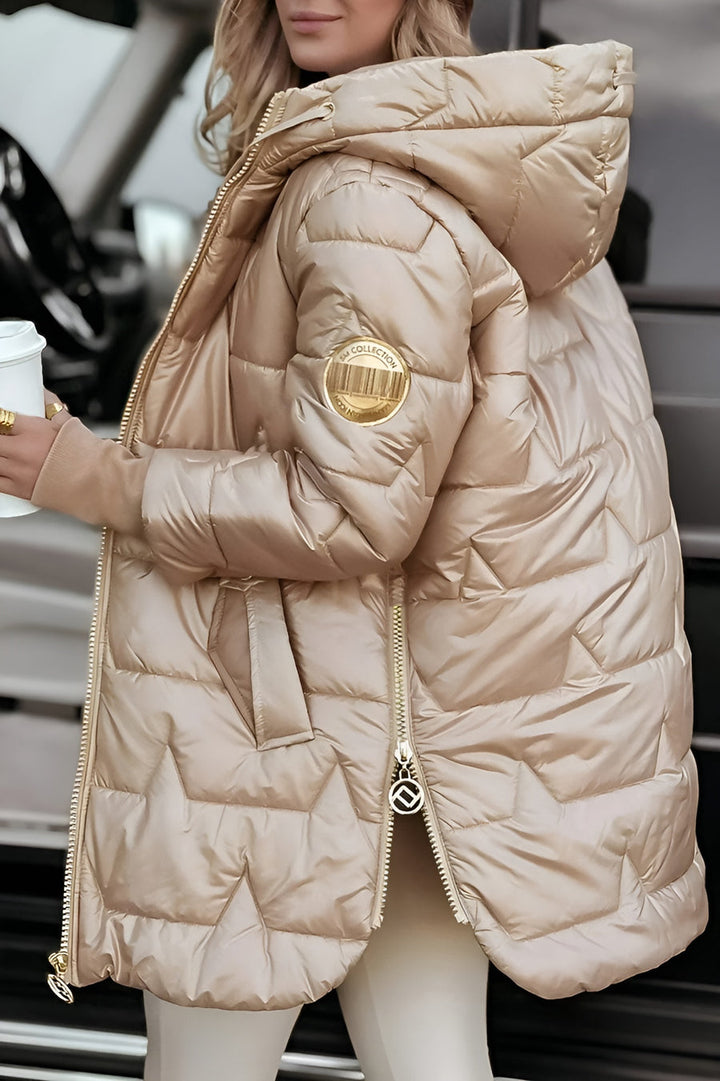 Mageina - Casaco De Inverno Elegante Com Capuz E Acolchoado