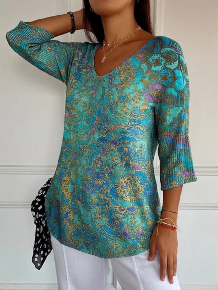 Rezilia - Blusa Esvoaçante Com Estampado Requintado