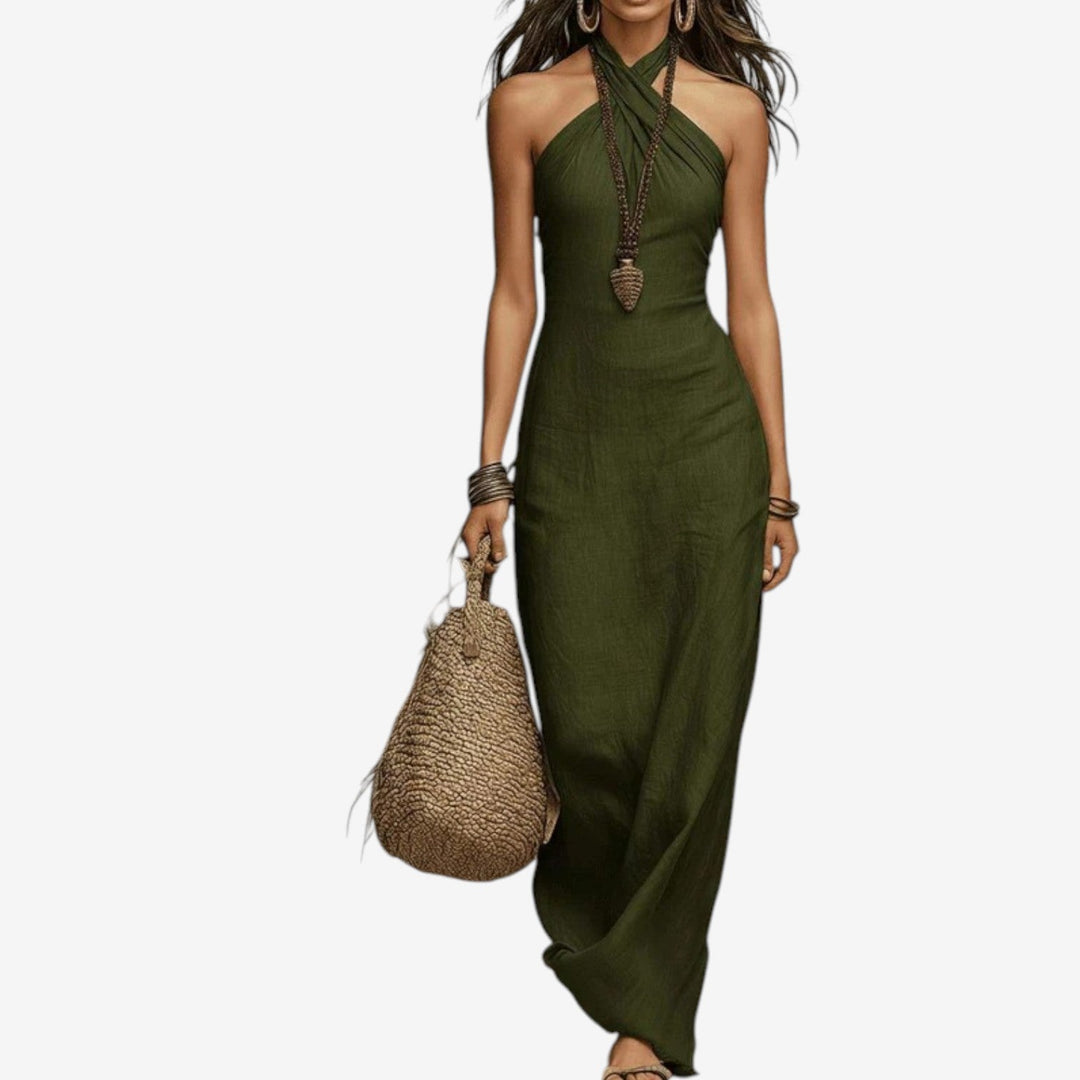 Nitisha - Vestido Maxi Com Decote Cruzado