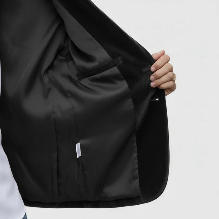 Dagmara - Blazer De Veludo De Botões Simples