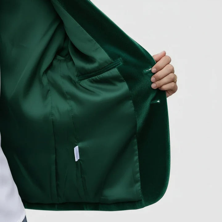 Dagmara - Blazer De Veludo De Botões Simples