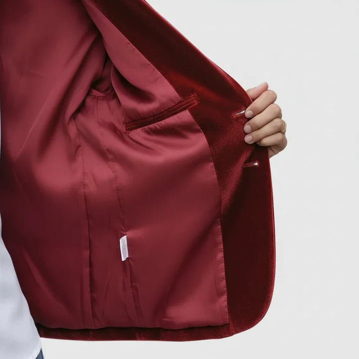 Dagmara - Blazer De Veludo De Botões Simples