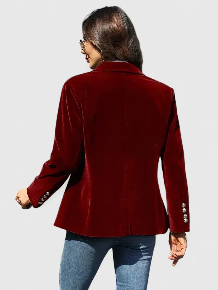 Dagmara - Blazer De Veludo De Botões Simples