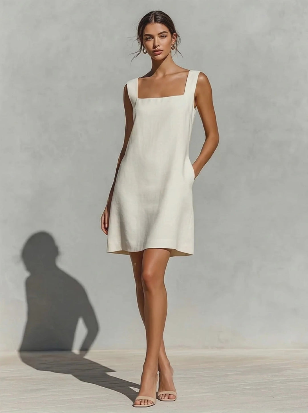 Loren - Vestido Mini Sem Mangas em Linha A
