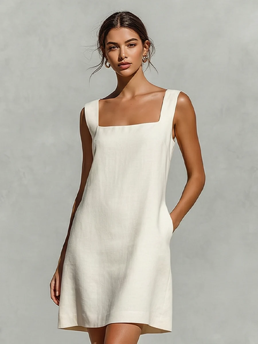 Loren - Vestido Mini Sem Mangas em Linha A
