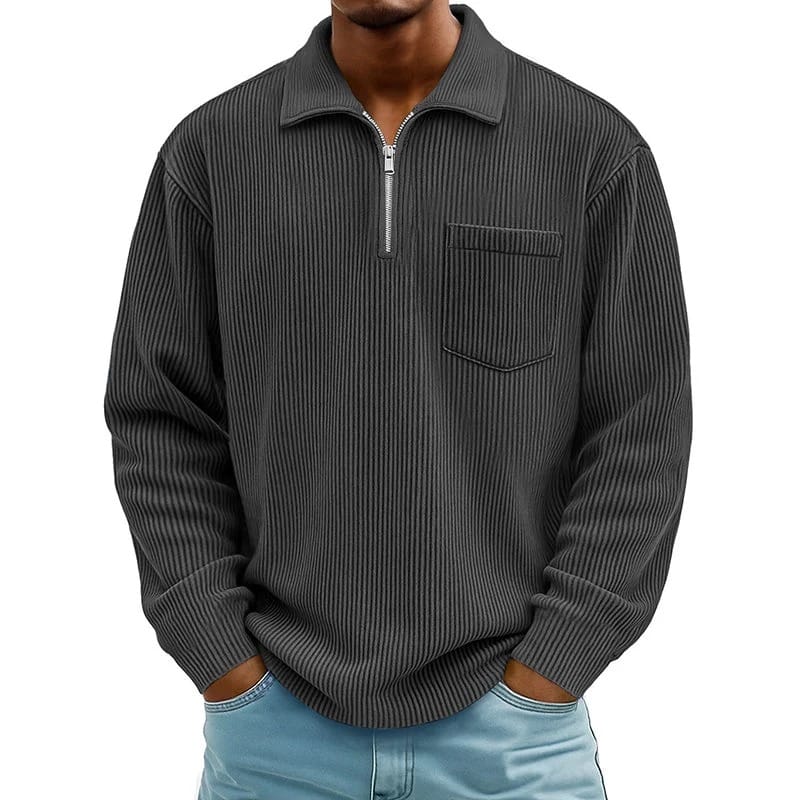 Quenton - Camisola Com Meio Fecho e Bolso no Peito