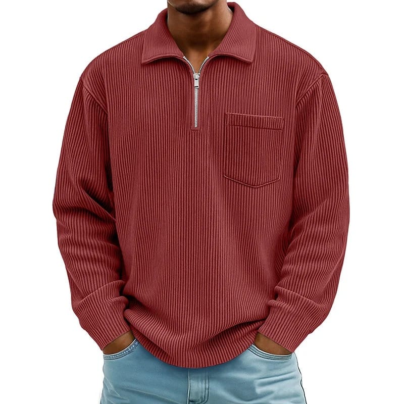Quenton - Camisola Com Meio Fecho e Bolso no Peito