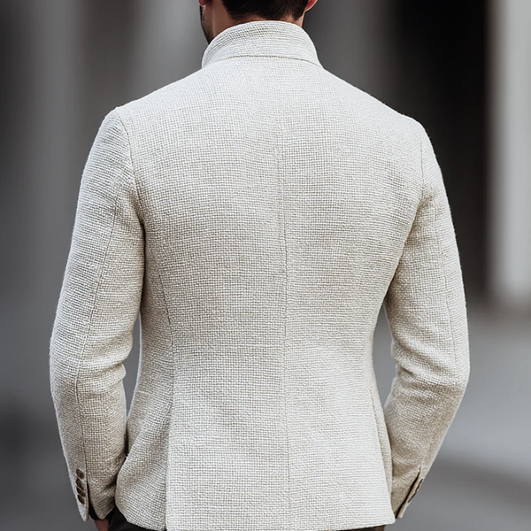 Artjom - Casaco casual em tweed liso com gola alta