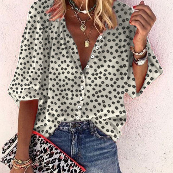 Nathally - Blusa De Manga Curta Com Botões