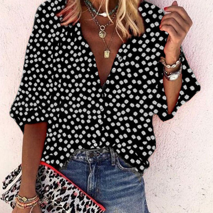 Nathally - Blusa De Manga Curta Com Botões