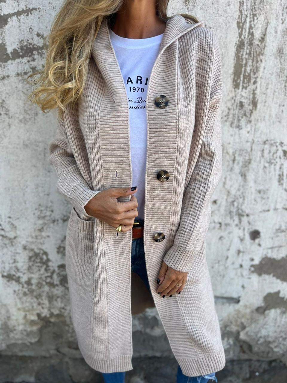 Kaitlin - Casaco de Malha Longo Elegante