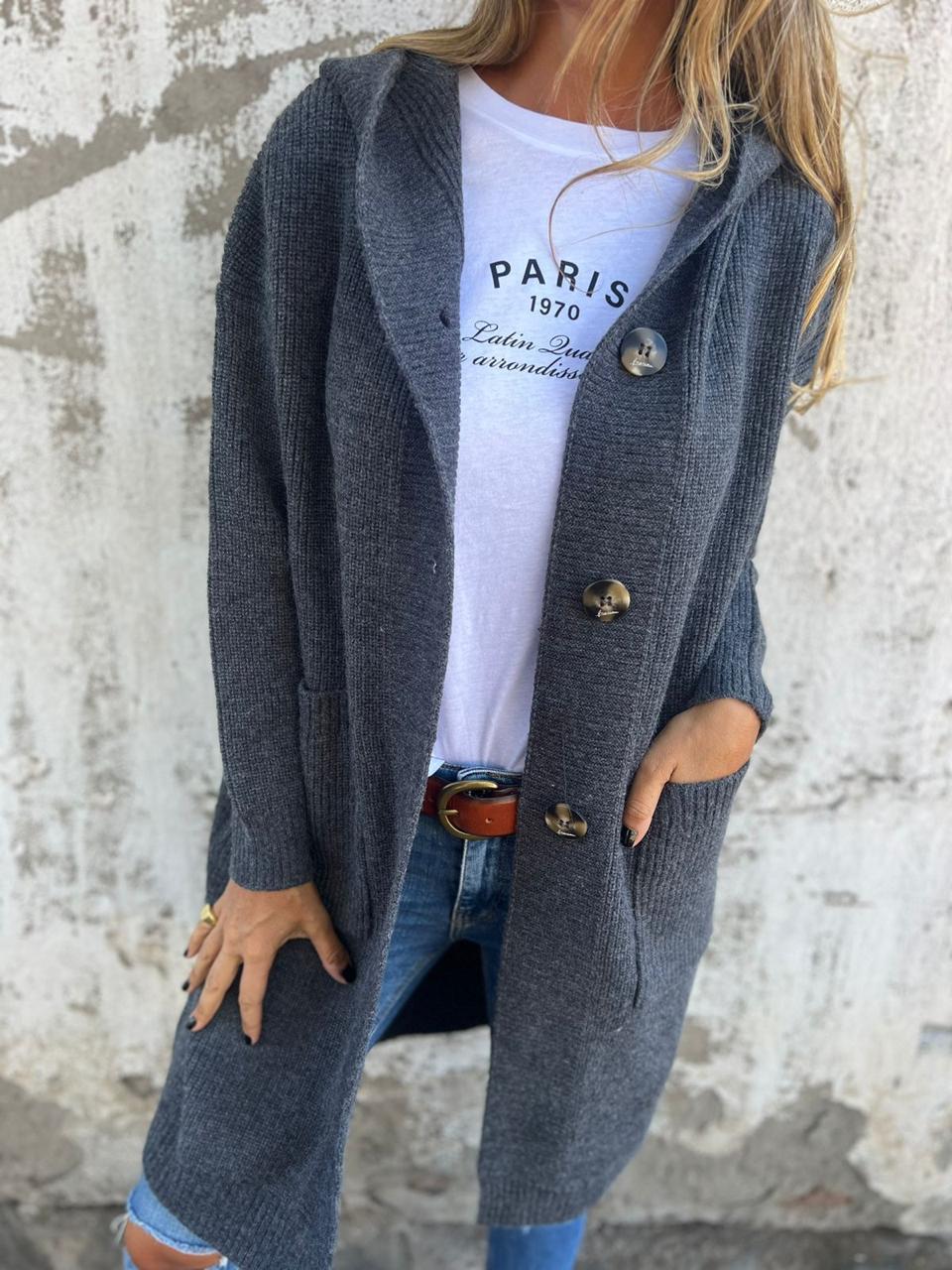 Kaitlin - Casaco de Malha Longo Elegante