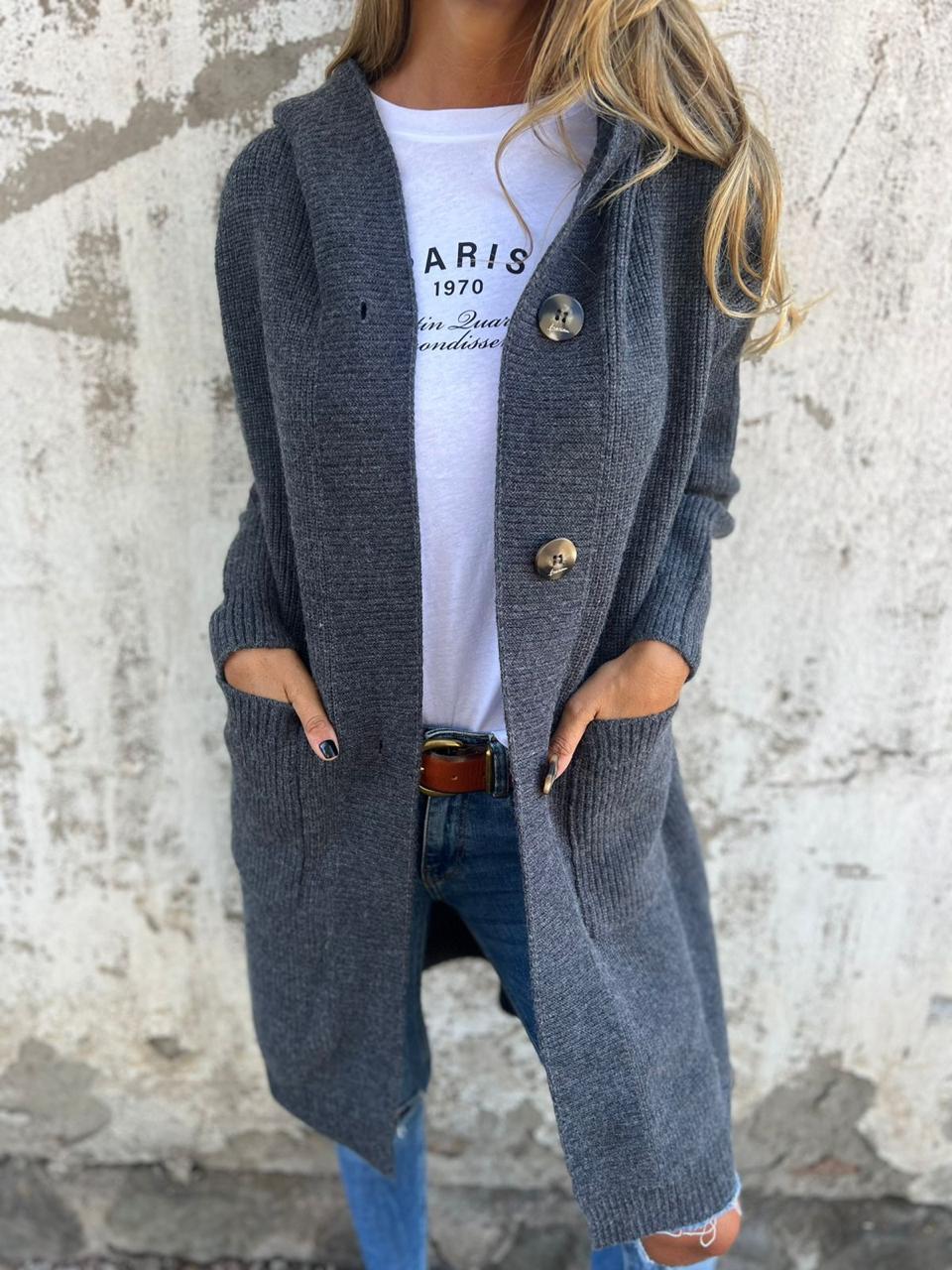 Kaitlin - Casaco de Malha Longo Elegante