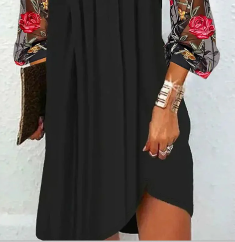 Victoire - Mini Vestido Elegante Com Mangas Transparentes