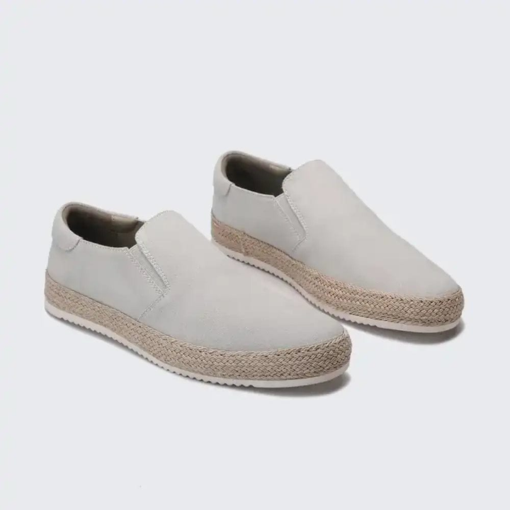 Hanya - Sapatos Slip on em Camurça Com Sola de Alpargata