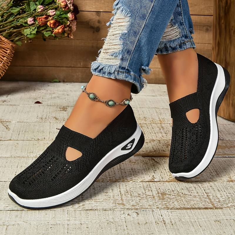 Haniya - Ténis Slip on Em Malha Respirável