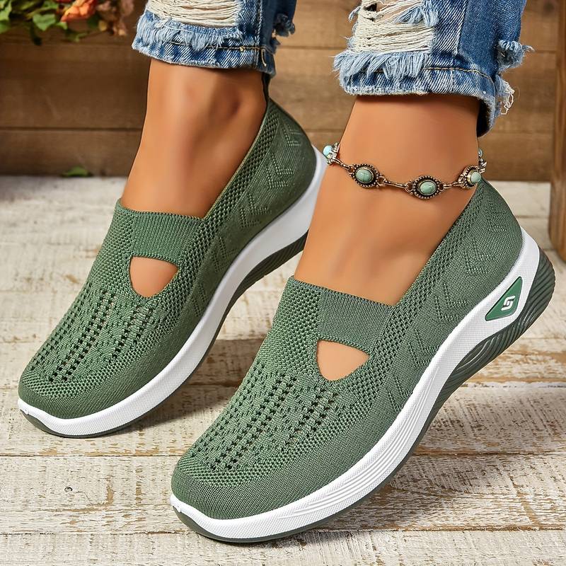 Haniya - Ténis Slip on Em Malha Respirável