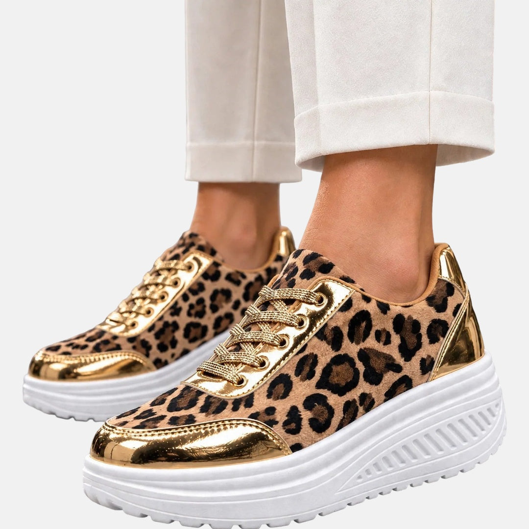 Alika - Ténis Com Cunha E Estampado De Leopardo