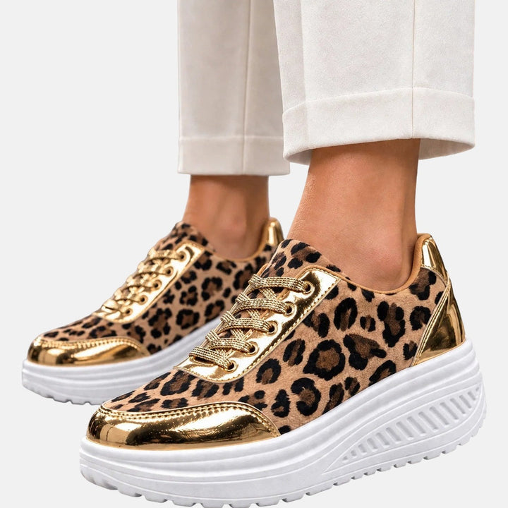 Alika - Ténis Com Cunha E Estampado De Leopardo