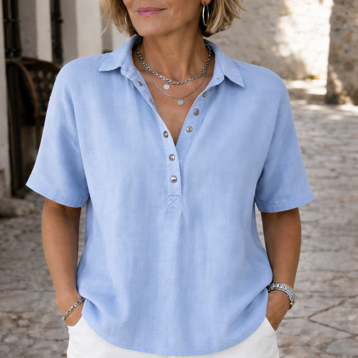 Nawel - Blusa Elegante Com Gola E Botões