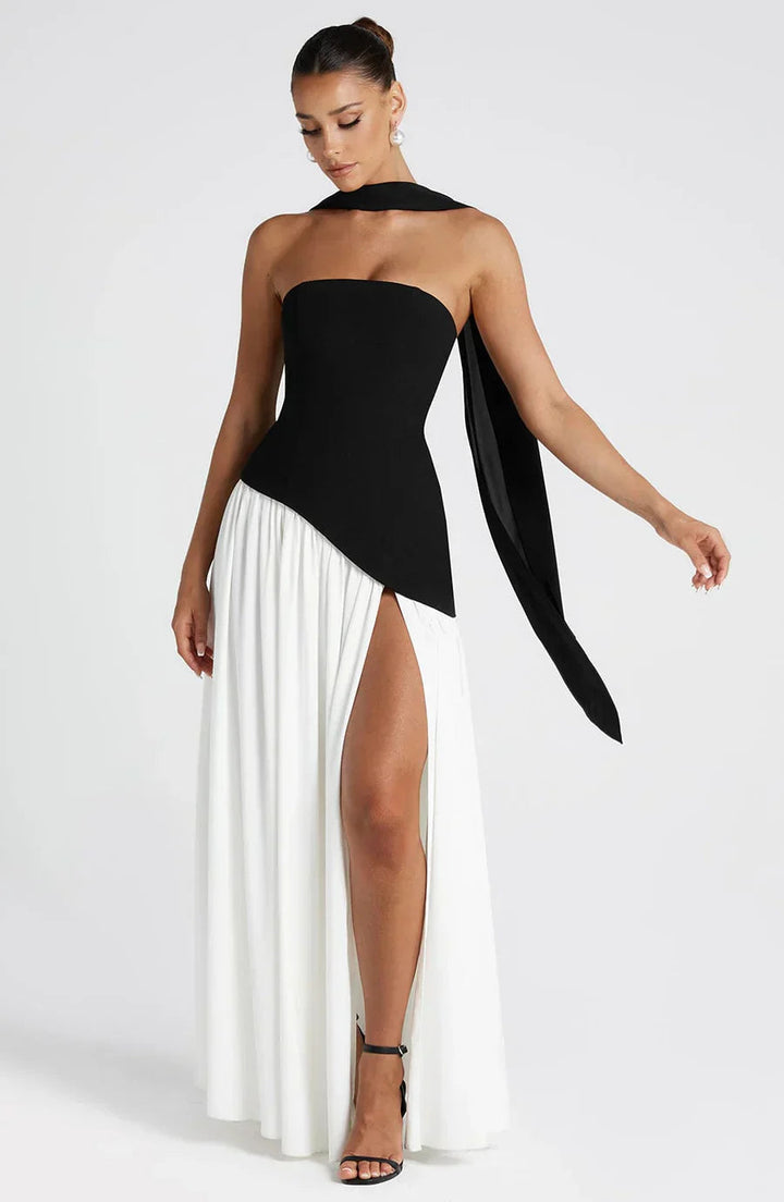Zalfaa - Vestido Longo Elegante Sem Mangas