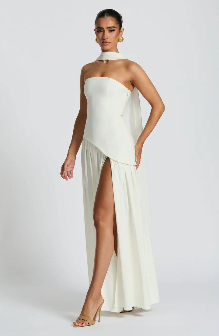 Zalfaa - Vestido Longo Elegante Sem Mangas