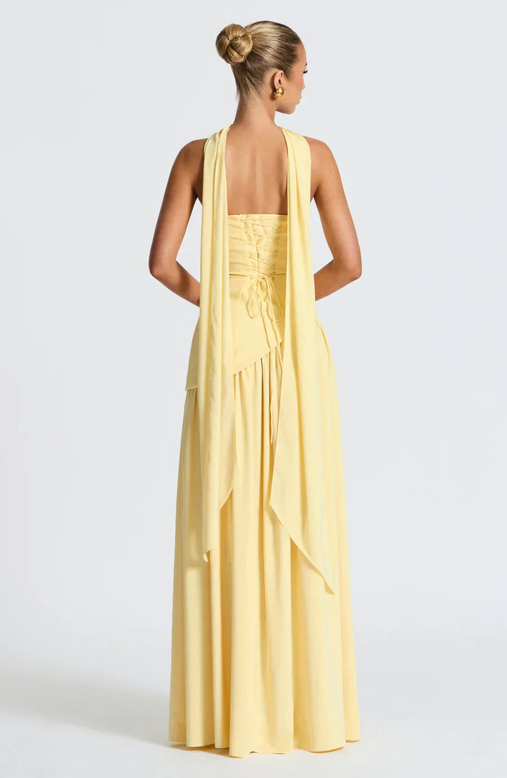 Zalfaa - Vestido Longo Elegante Sem Mangas