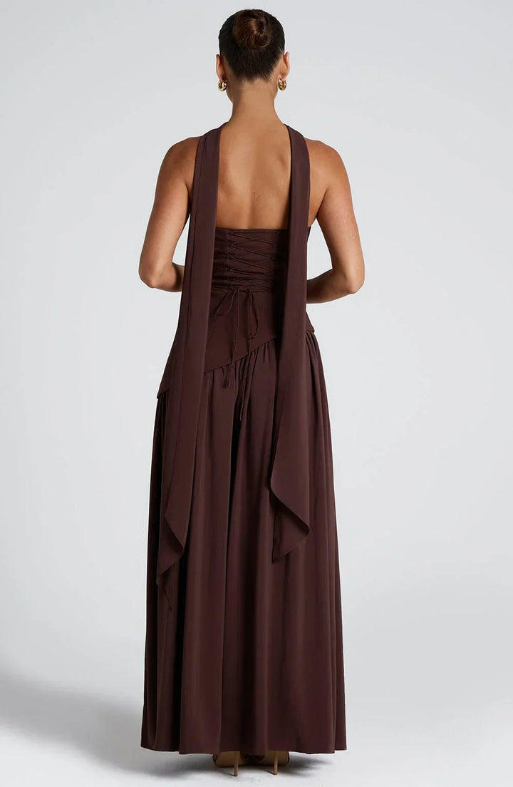 Zalfaa - Vestido Longo Elegante Sem Mangas