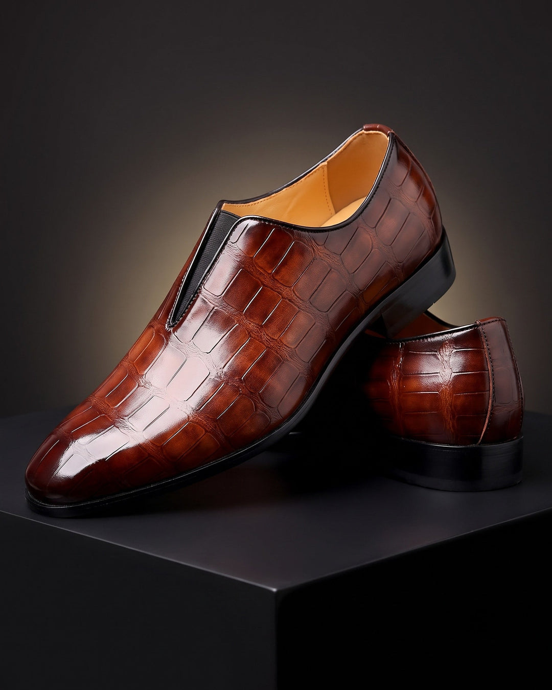 Amphon - Mocassins Com Textura de Crocodilo e Ajuste Sem Atacadores