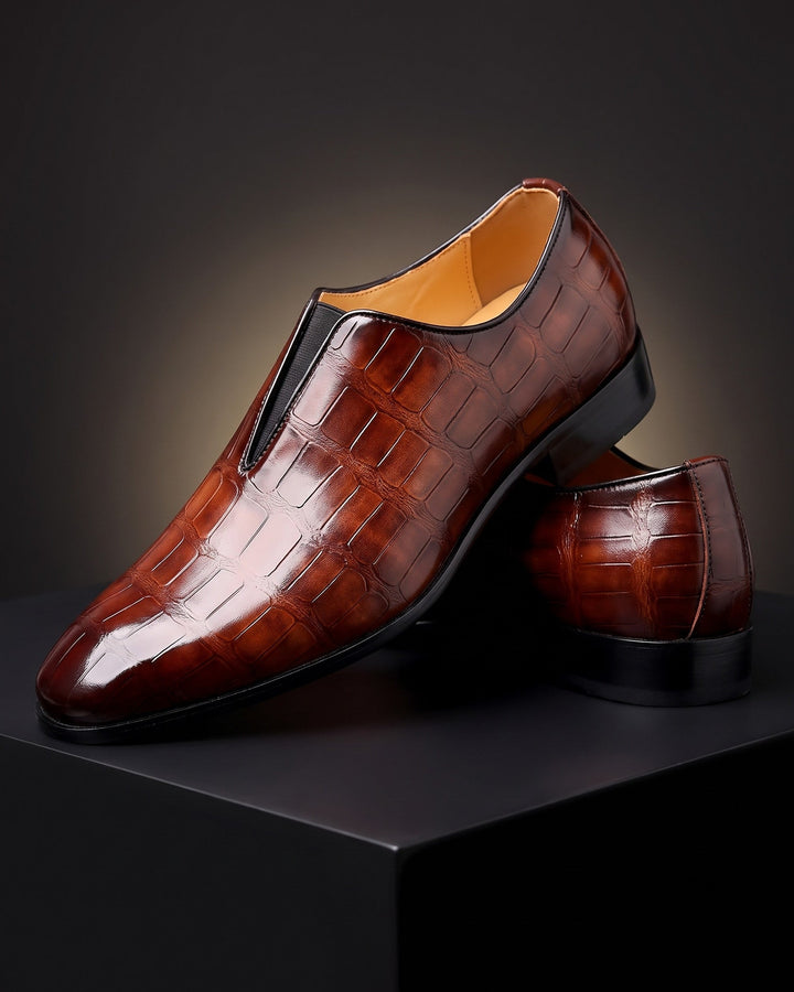 Amphon - Mocassins Com Textura de Crocodilo e Ajuste Sem Atacadores