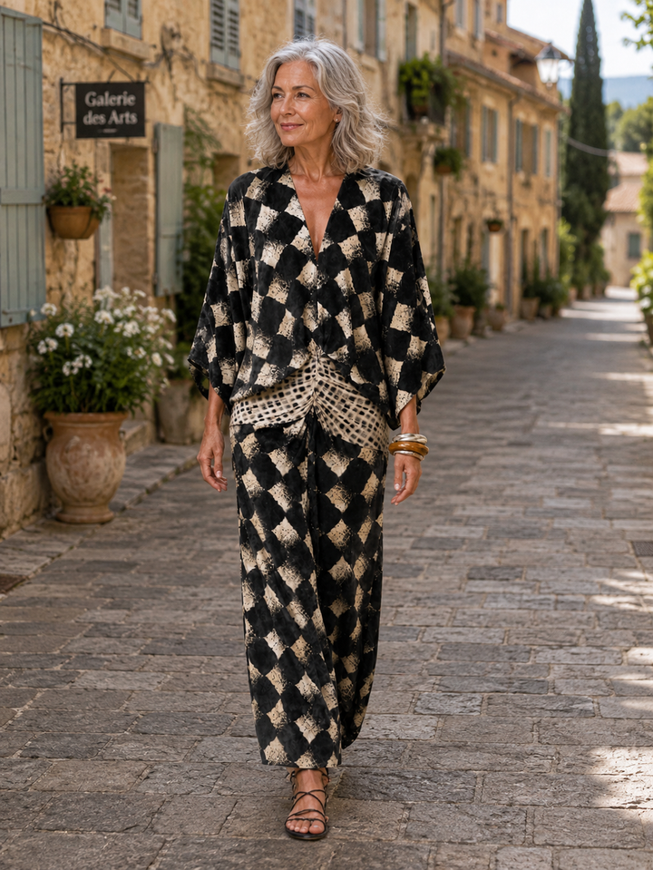 Meeria - Vestido Maxi Com Decote Em V Folgado E Estampado