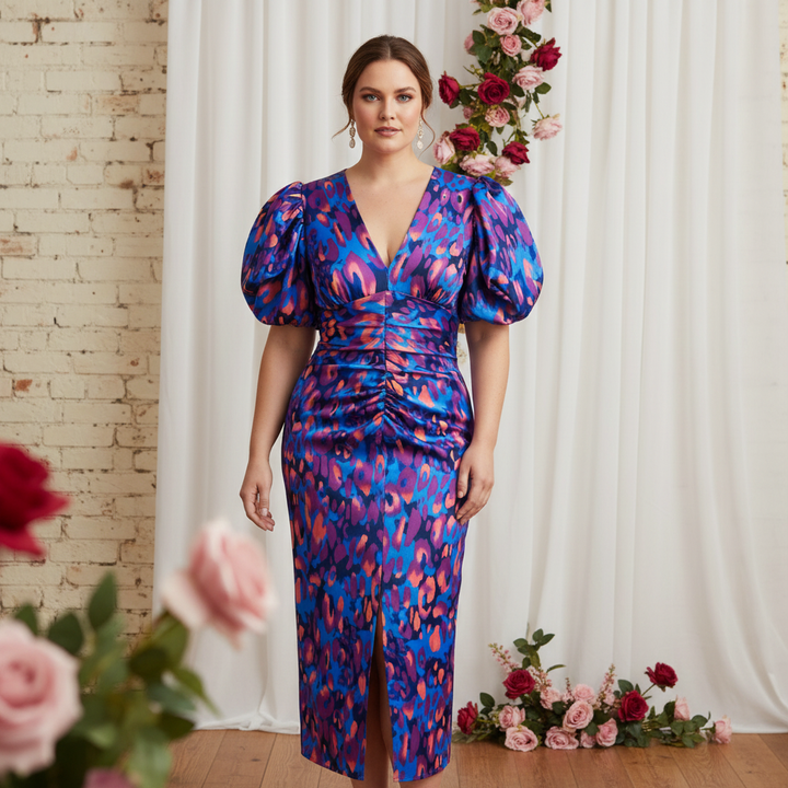 Lonica - Vestido Elegante Com Decote em V