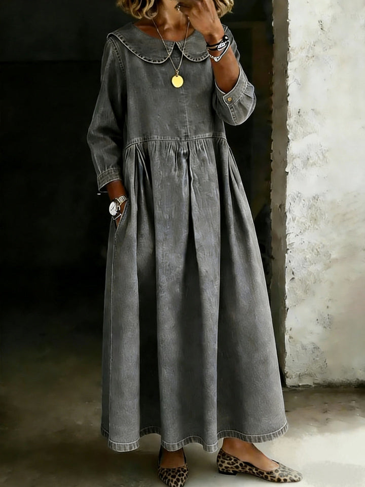 Dasol - Vestido De Ganga De Manga Comprida
