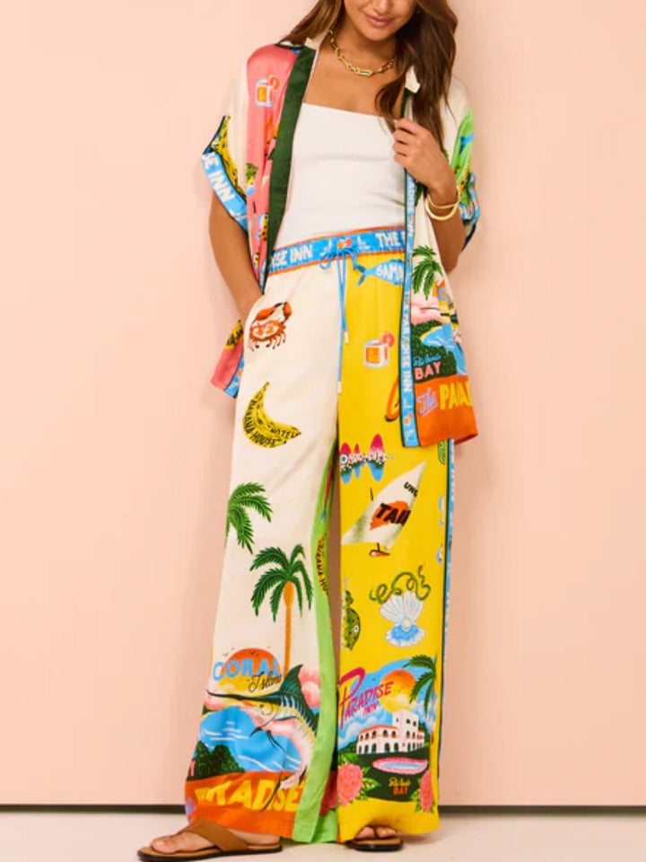 Renila - Conjunto Estampado Estilo De Verão em Praia Do Sol