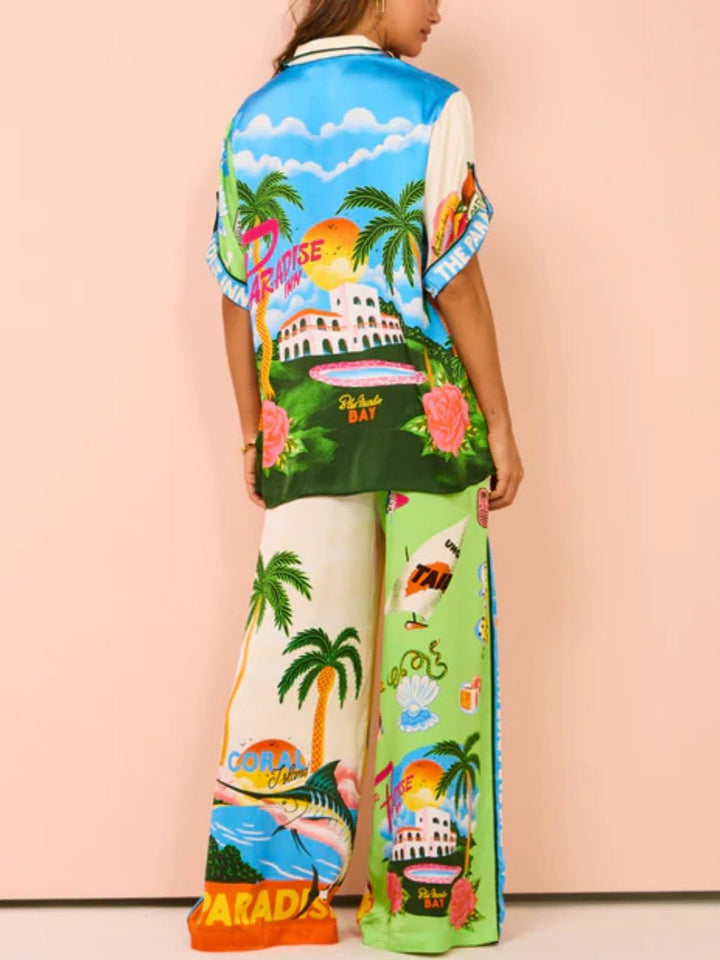 Renila - Conjunto Estampado Estilo De Verão em Praia Do Sol